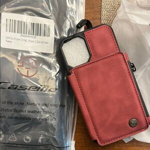 New red zip wallet Apple iPhone 12 case